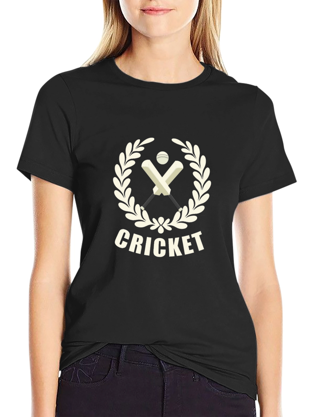 Cricket Graphic Tee - Black Cotton T-Shirt