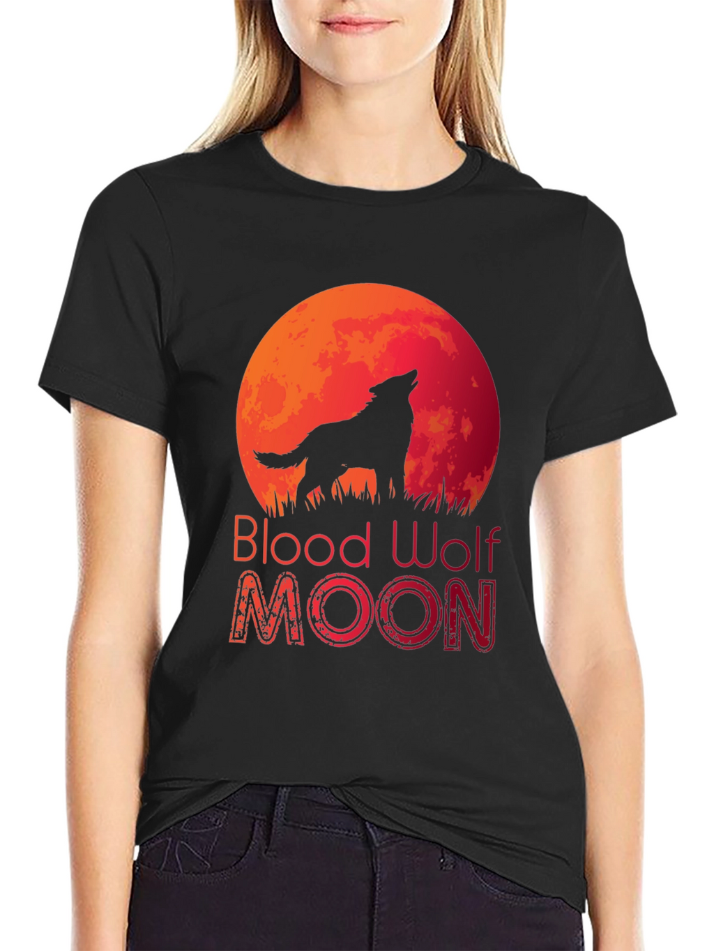 Blood Wolf Moon Black T-Shirt