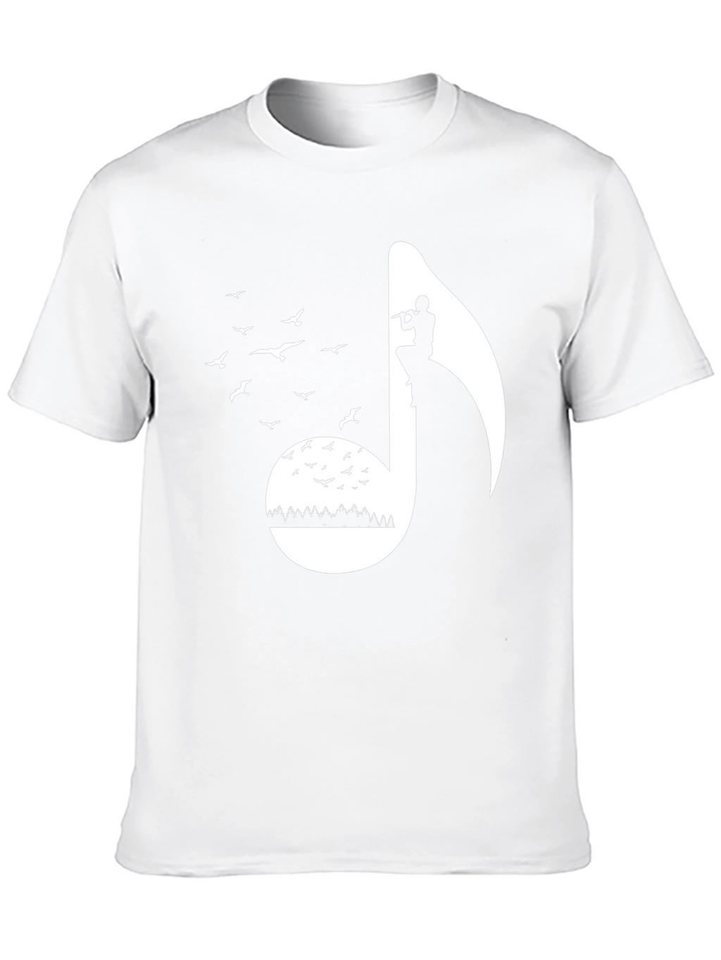 Musical Note Graphic Tee - Nature Inspired Flute Player