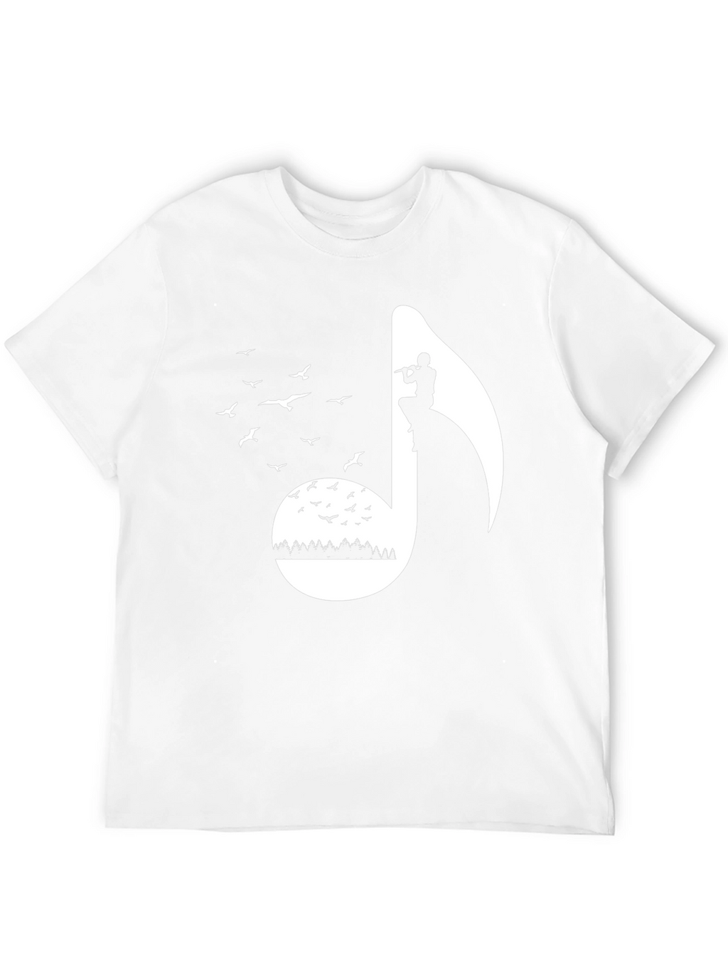 Musical Note Graphic Tee - Nature Inspired Flute Player