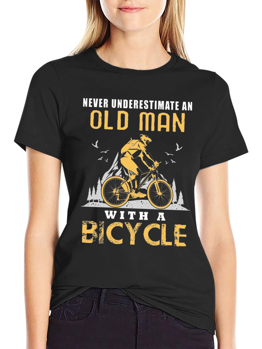 Old Man Bicycle Graphic T-Shirt