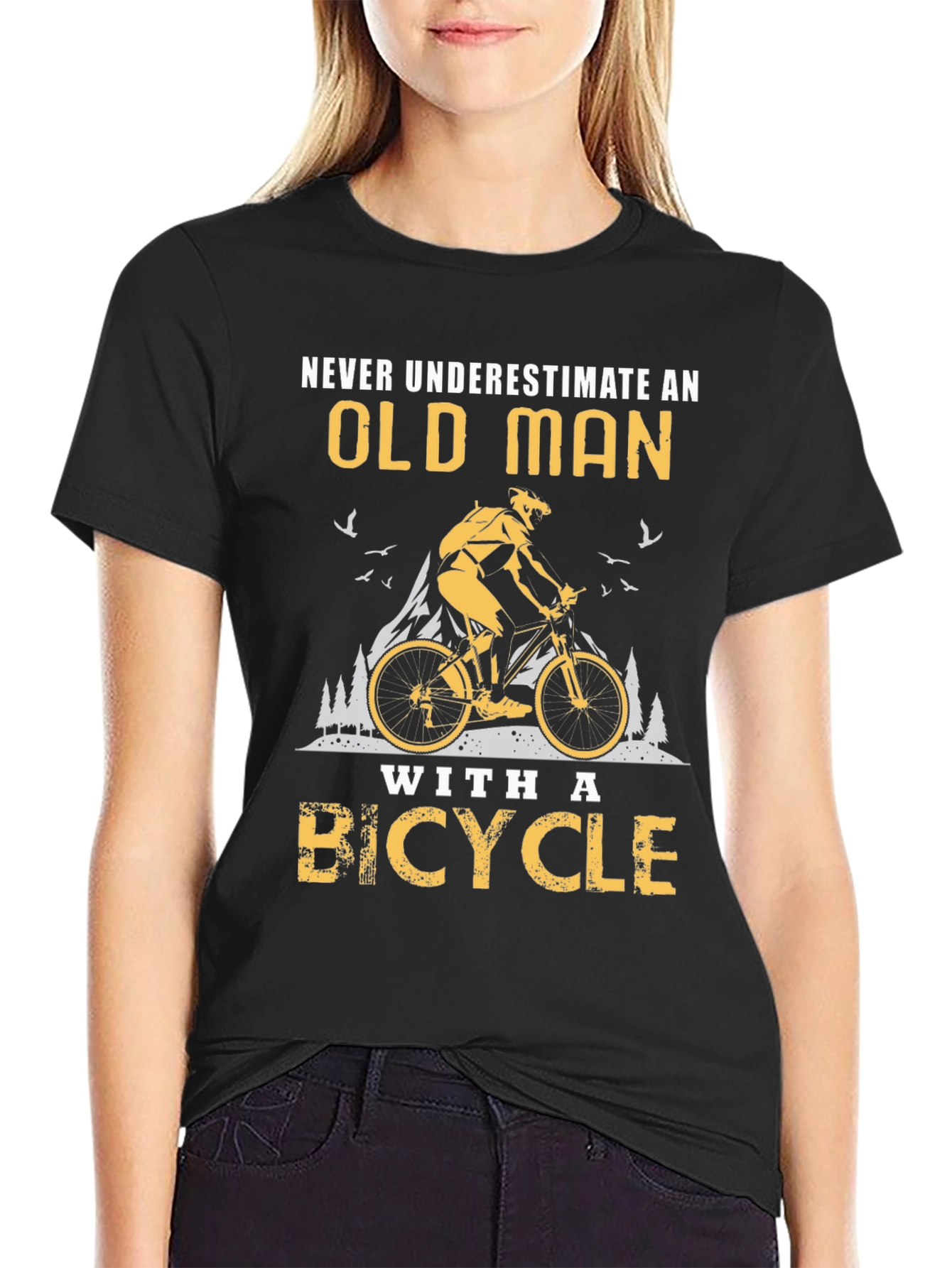 Old Man Bicycle Graphic T-Shirt