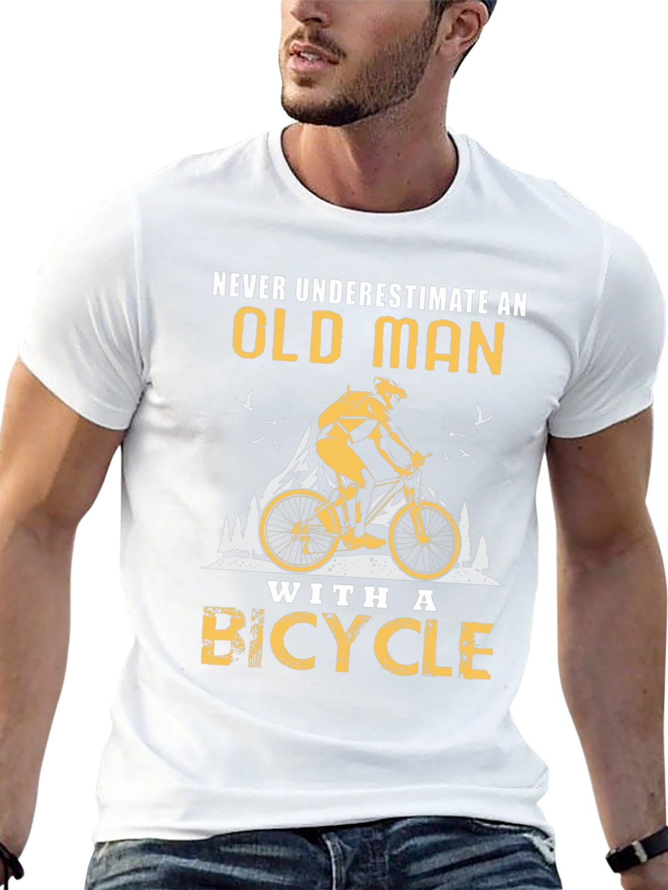 Old Man Bicycle Graphic T-Shirt