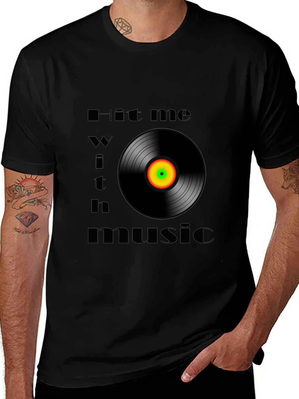 Hit Me With Music Black Graphic Tee