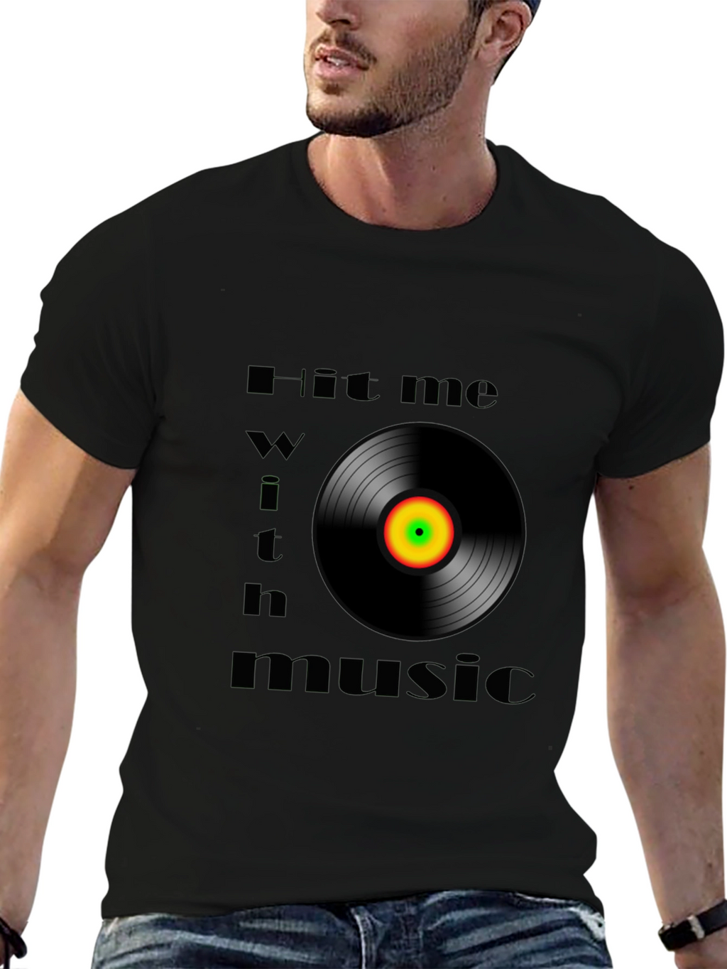 Hit Me With Music Black Graphic Tee