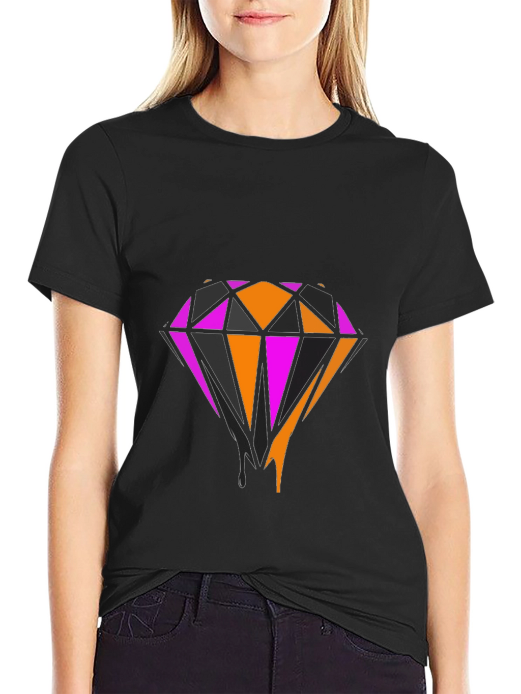 Bold Diamond Graphic Tee - Black