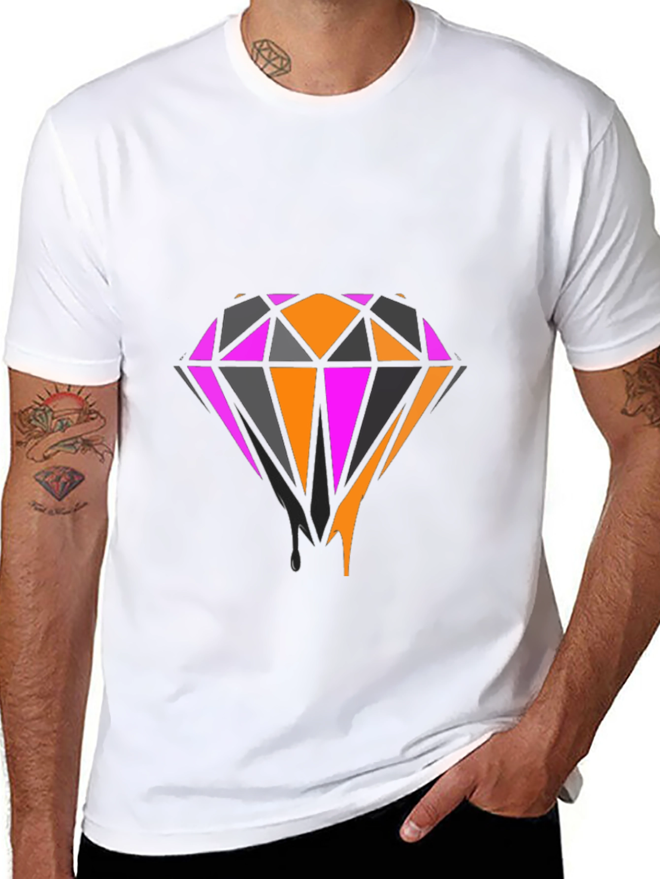 Bold Diamond Graphic Tee - Black