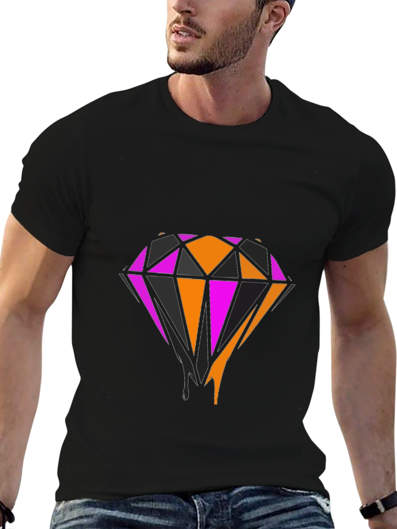 Bold Diamond Graphic Tee - Black