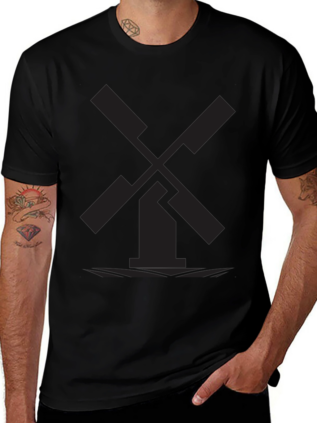 Minimalist Black Windmill Graphic Tee