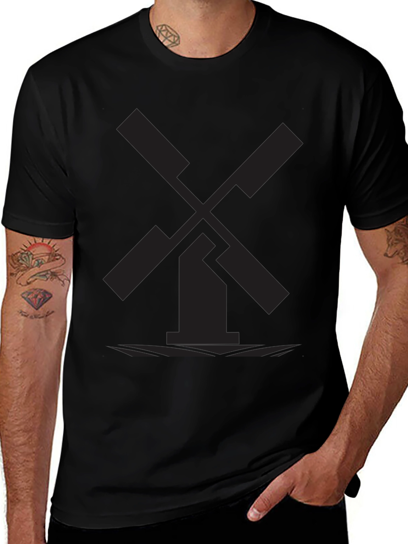 Minimalist Black Windmill Graphic Tee