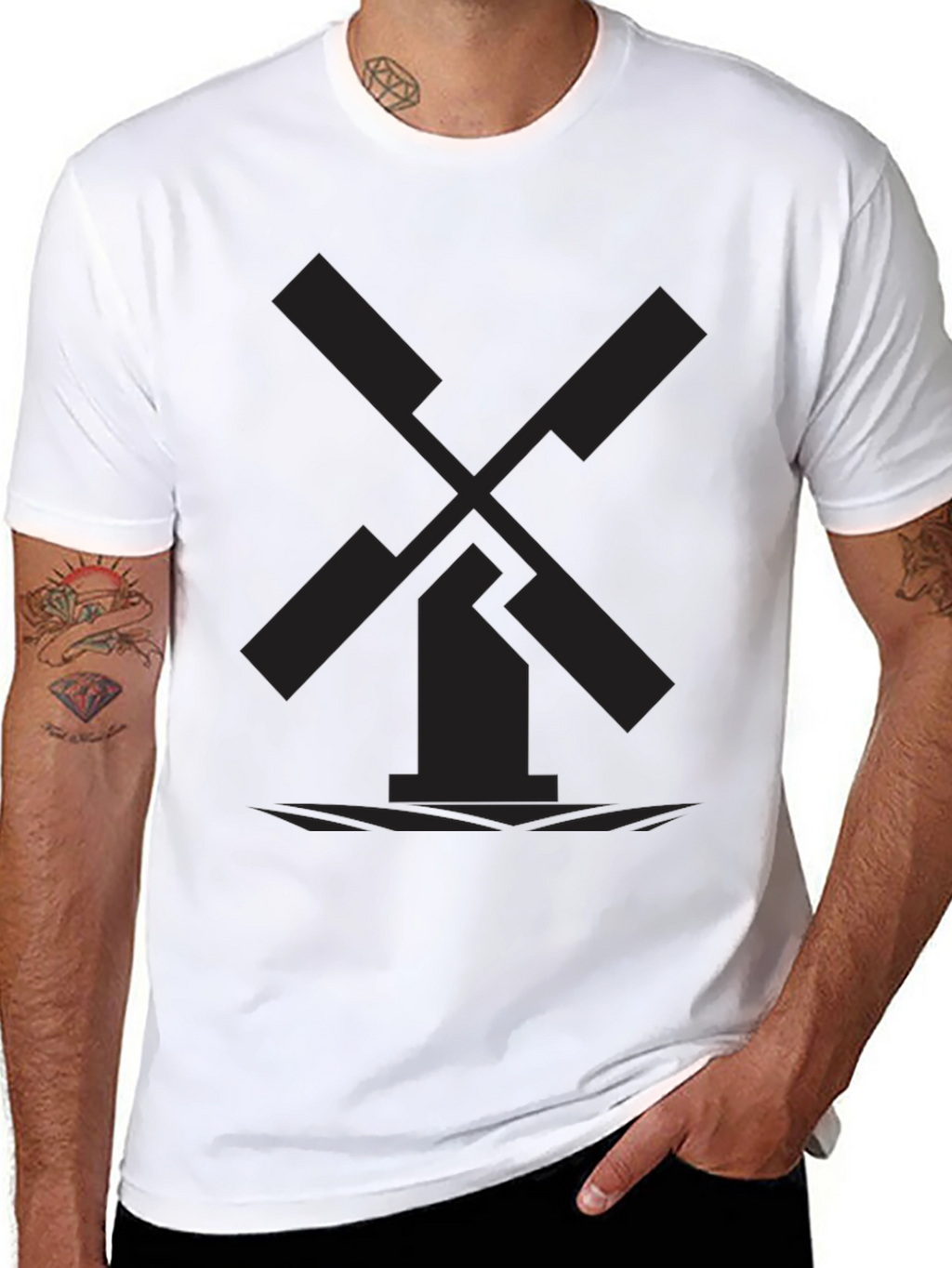 Minimalist Black Windmill Graphic Tee