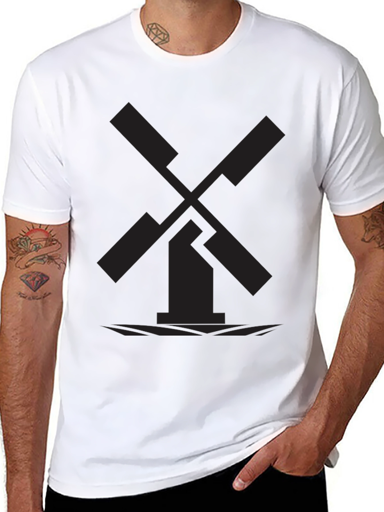 Minimalist Black Windmill Graphic Tee