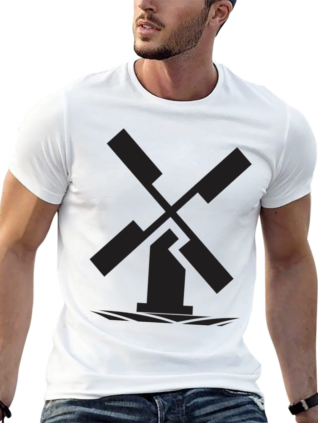 Minimalist Black Windmill Graphic Tee