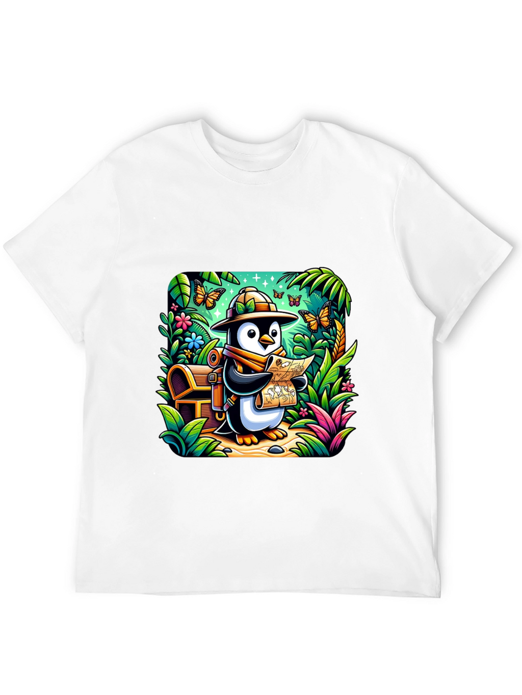 Adventurer Penguin T-Shirt - Treasure Hunt Design