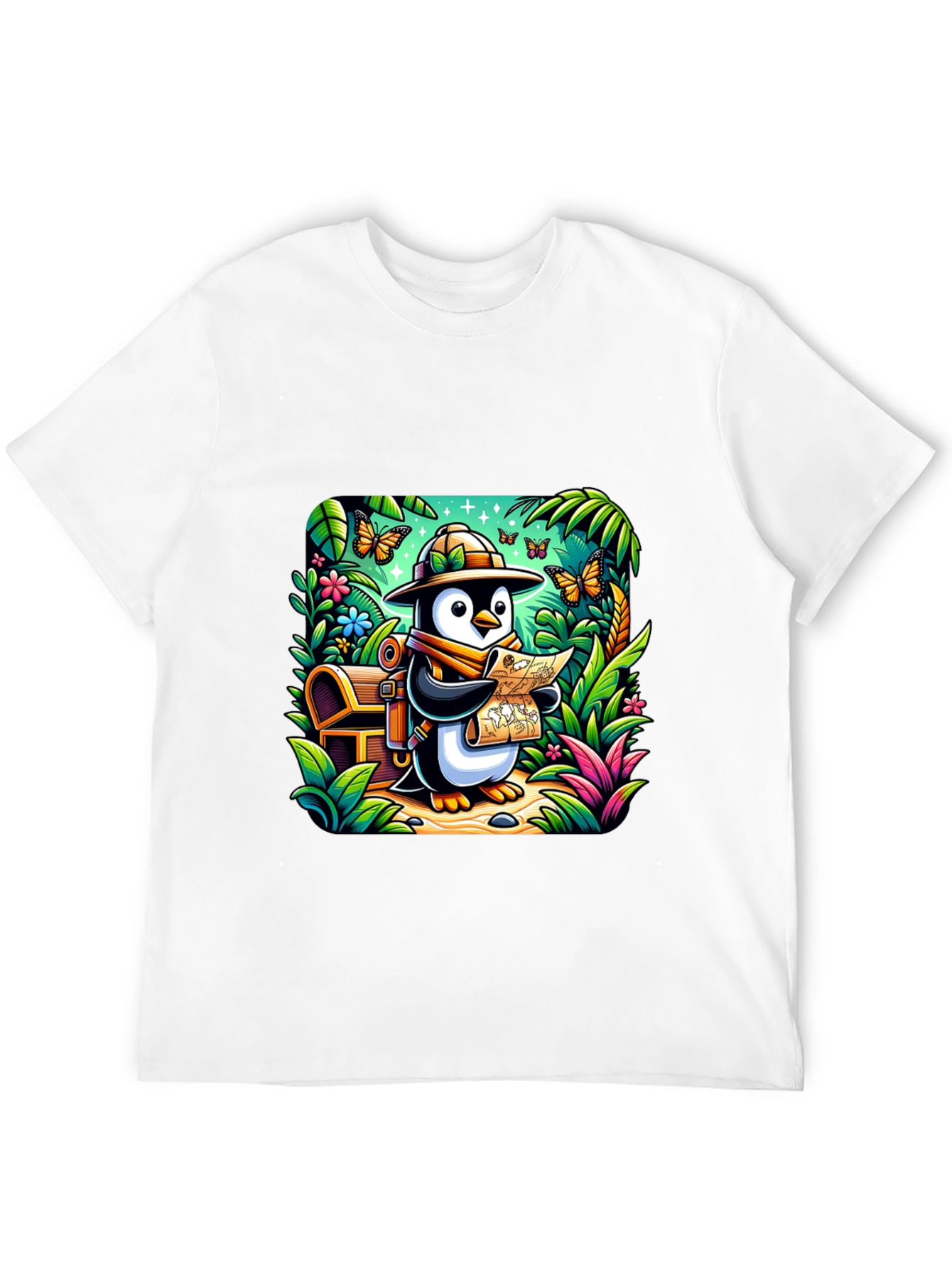 Adventurer Penguin T-Shirt - Treasure Hunt Design