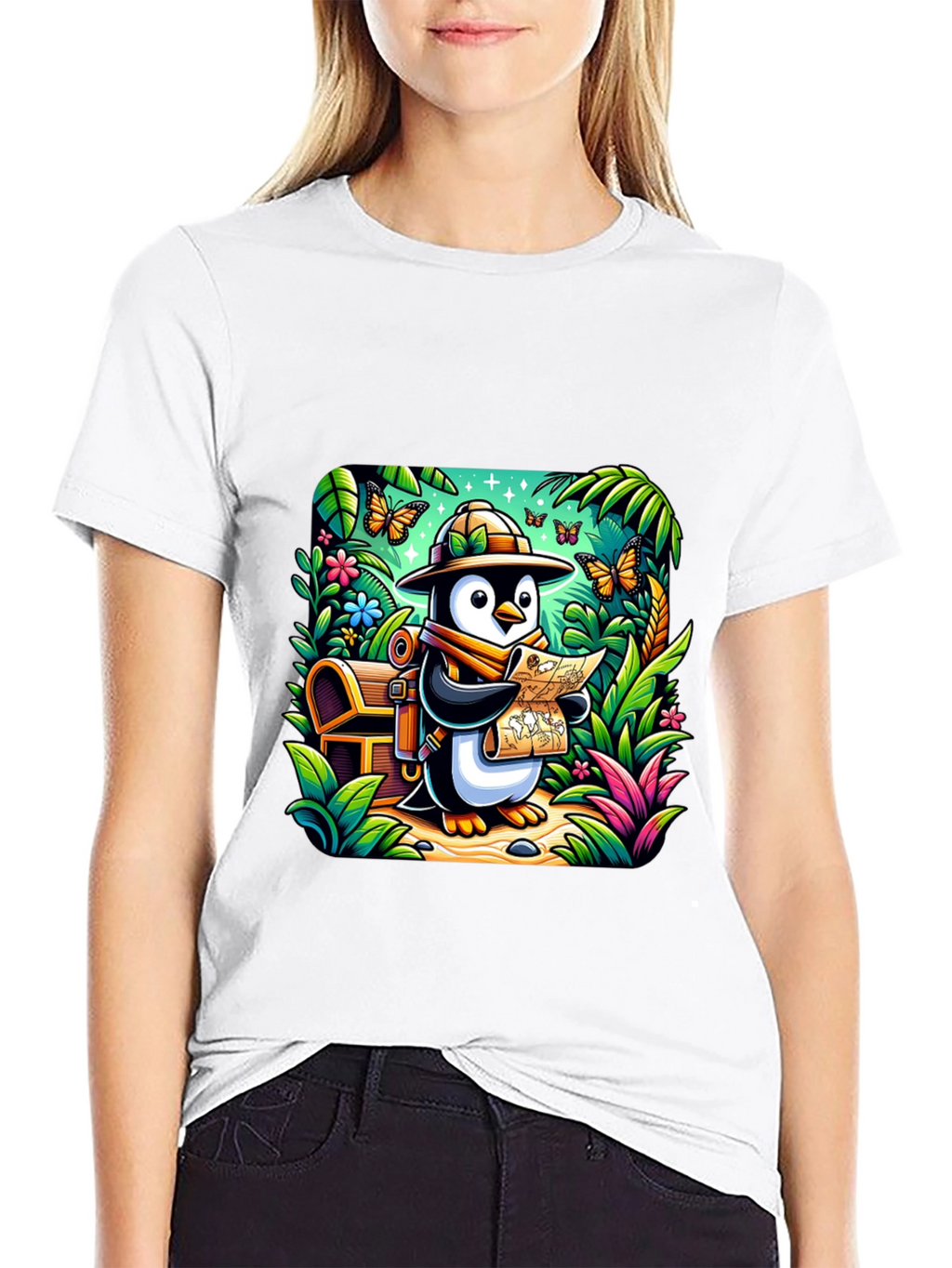 Adventurer Penguin T-Shirt - Treasure Hunt Design