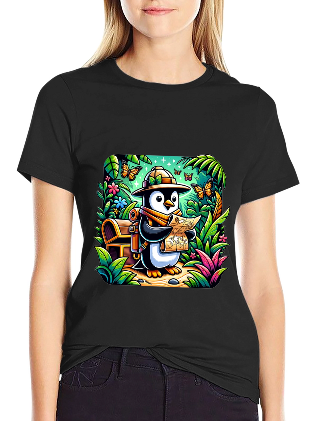 Adventurer Penguin T-Shirt - Treasure Hunt Design