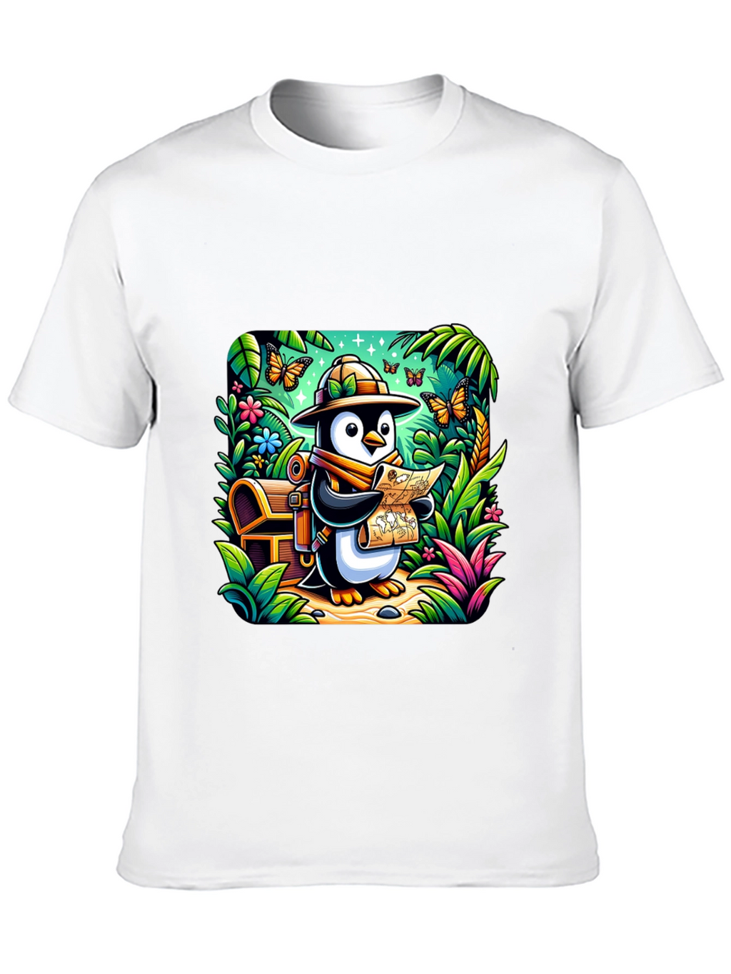Adventurer Penguin T-Shirt - Treasure Hunt Design