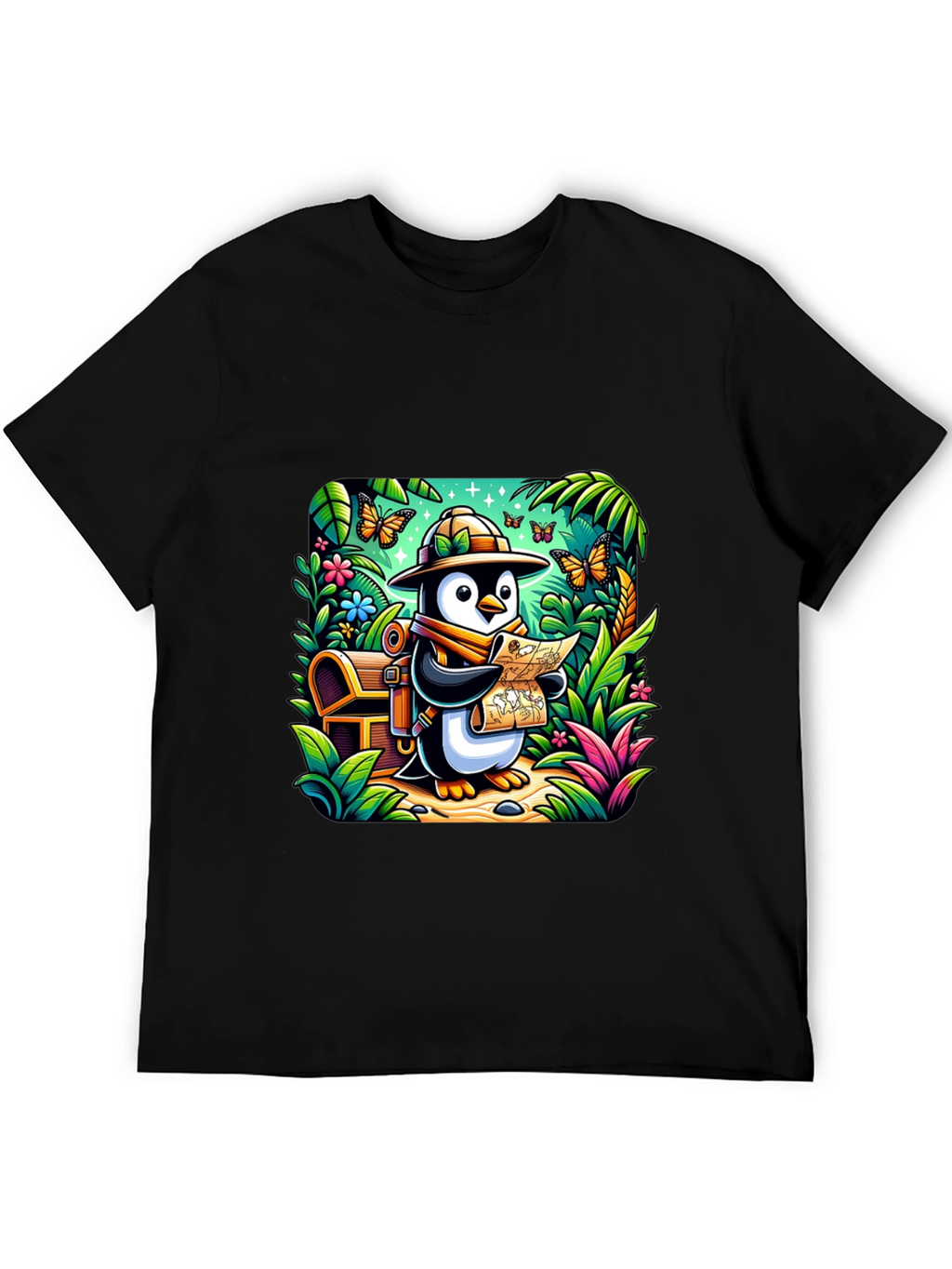 Adventurer Penguin T-Shirt - Treasure Hunt Design