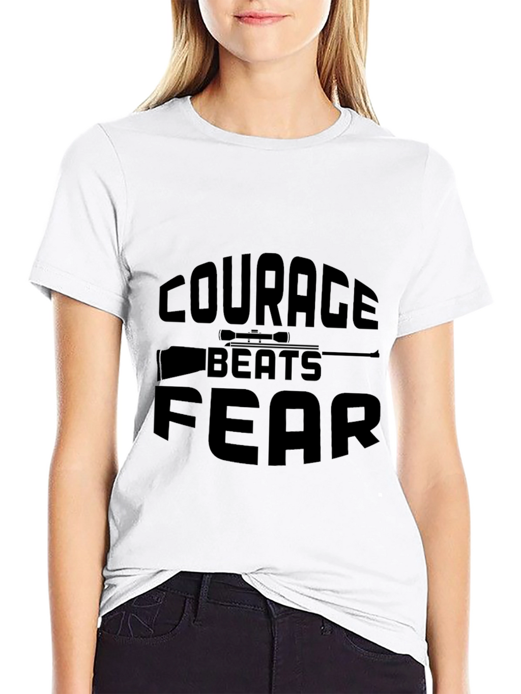 Courage Beats Fear Graphic T-Shirt - Black