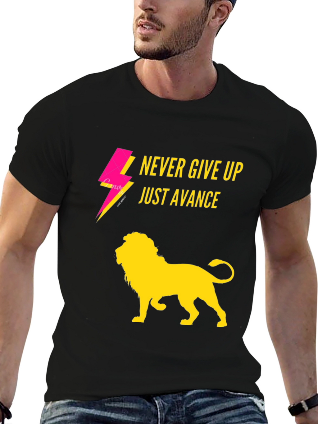 Never Give Up Lion Graphic T-Shirt