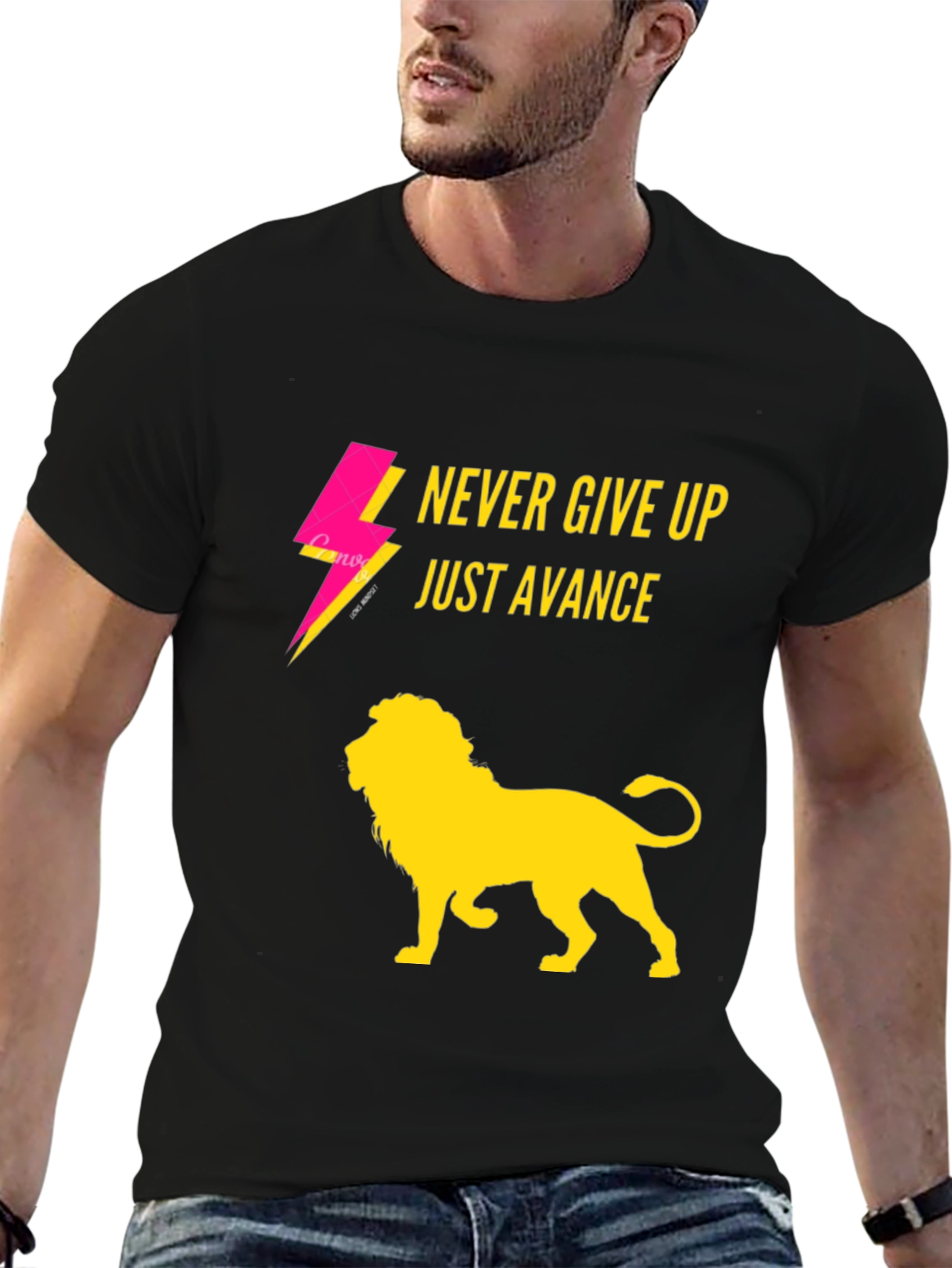 Never Give Up Lion Graphic T-Shirt