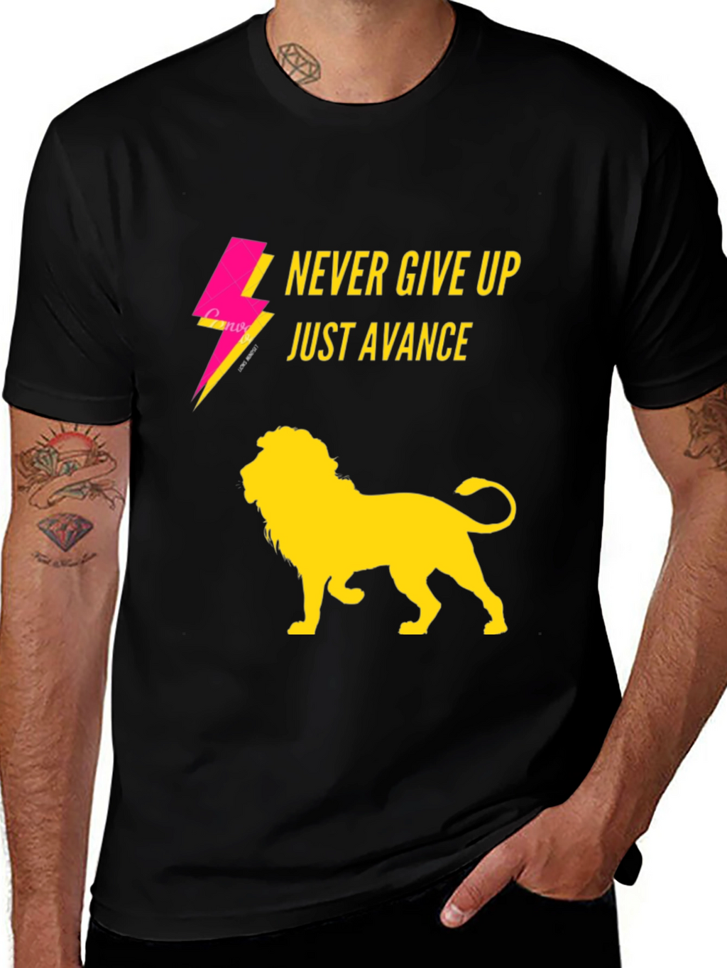 Never Give Up Lion Graphic T-Shirt