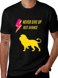 Never Give Up Lion Graphic T-Shirt
