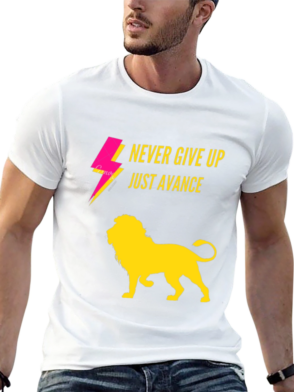 Never Give Up Lion Graphic T-Shirt