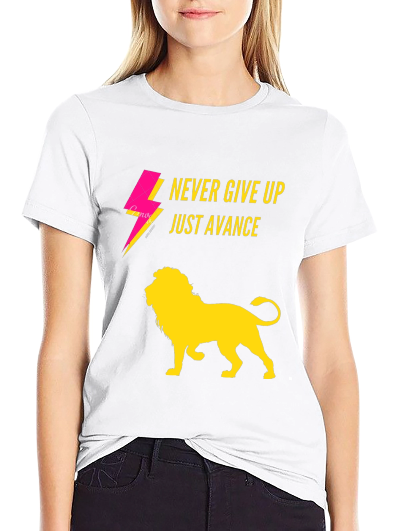 Never Give Up Lion Graphic T-Shirt