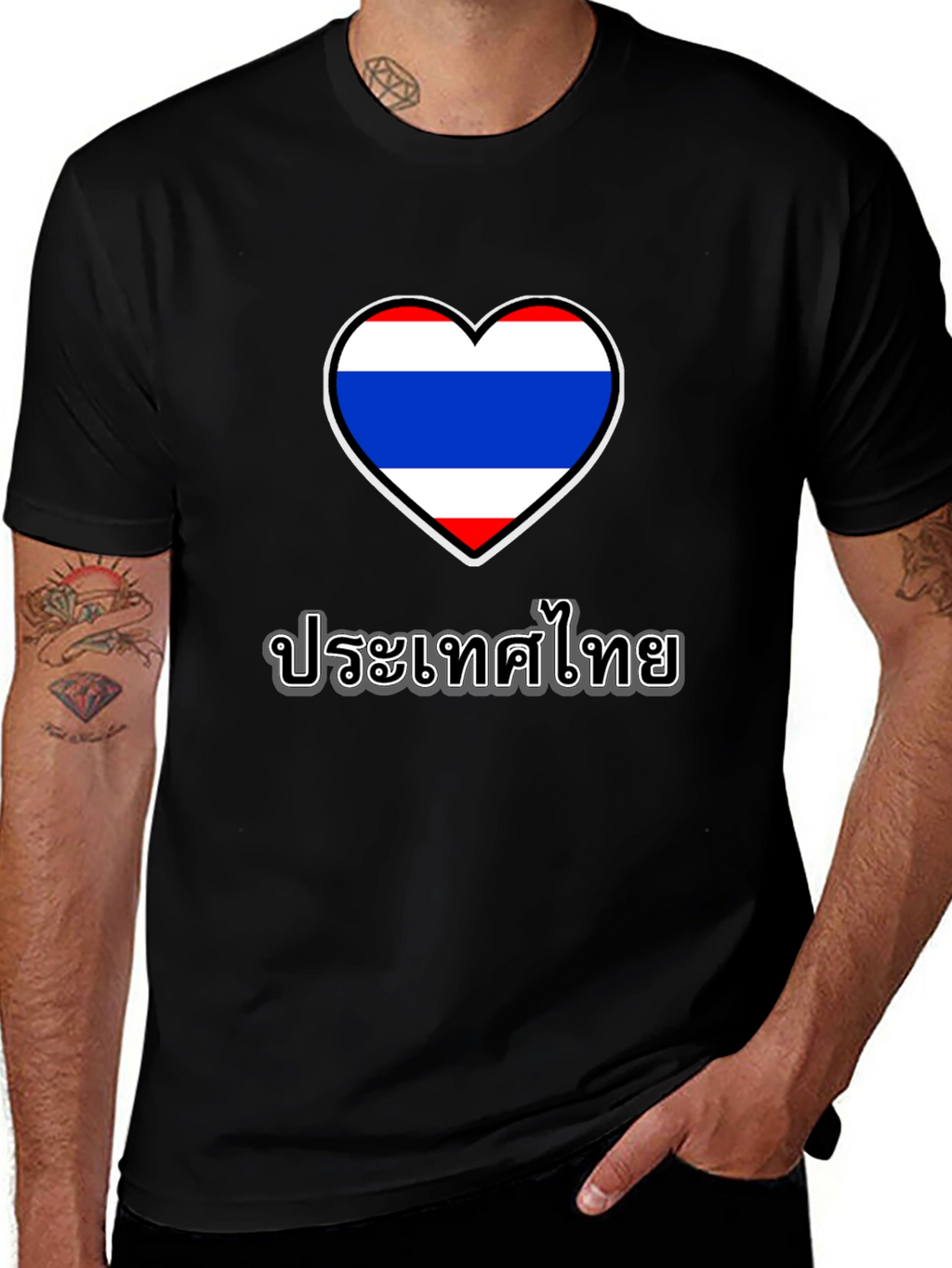 Thailand Heart Flag Black T-Shirt