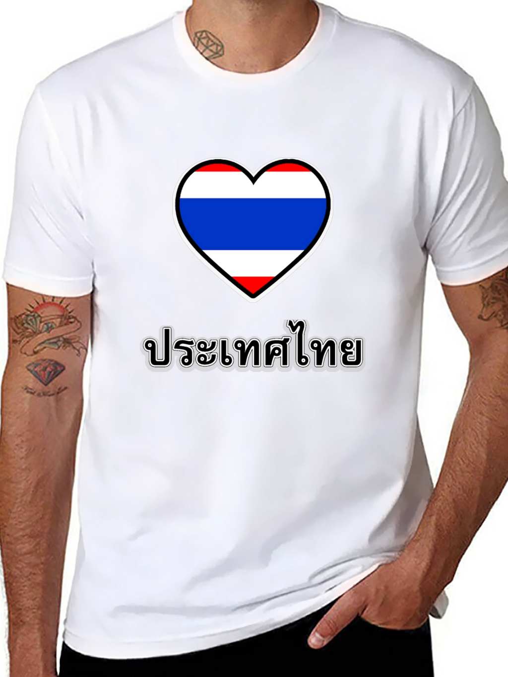 Thailand Heart Flag Black T-Shirt