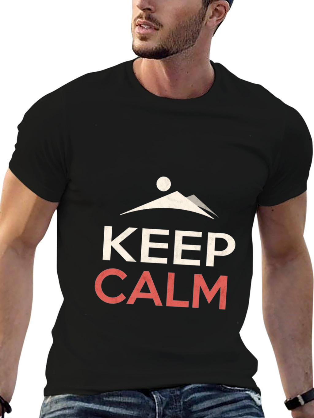 Keep Calm Mountain Graphic Tee - Black