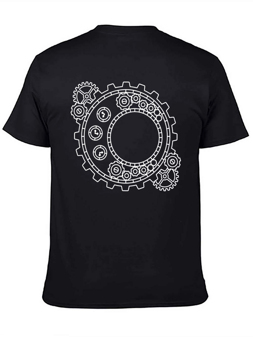 Steampunk Gear Graphic T-Shirt - Black Cotton Tee