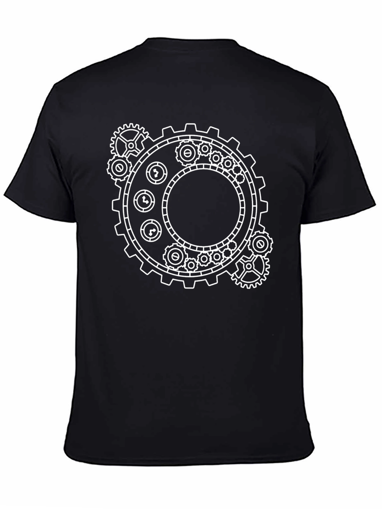 Steampunk Gear Graphic T-Shirt - Black Cotton Tee
