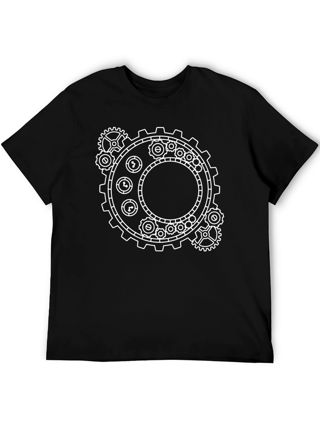 Steampunk Gear Graphic T-Shirt - Black Cotton Tee