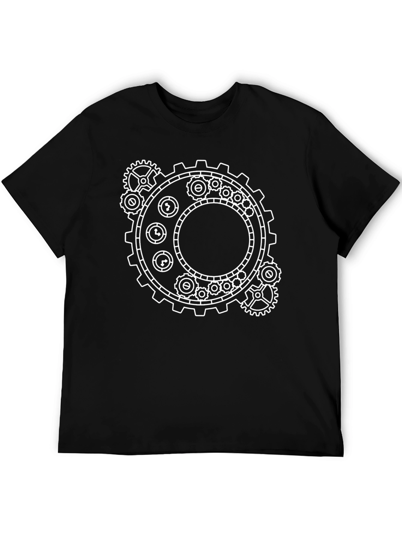 Steampunk Gear Graphic T-Shirt - Black Cotton Tee