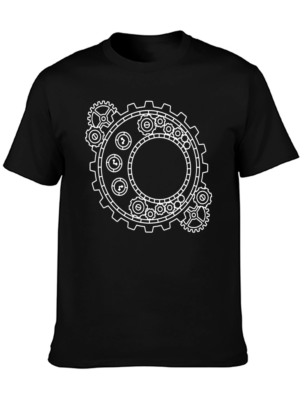 Steampunk Gear Graphic T-Shirt - Black Cotton Tee