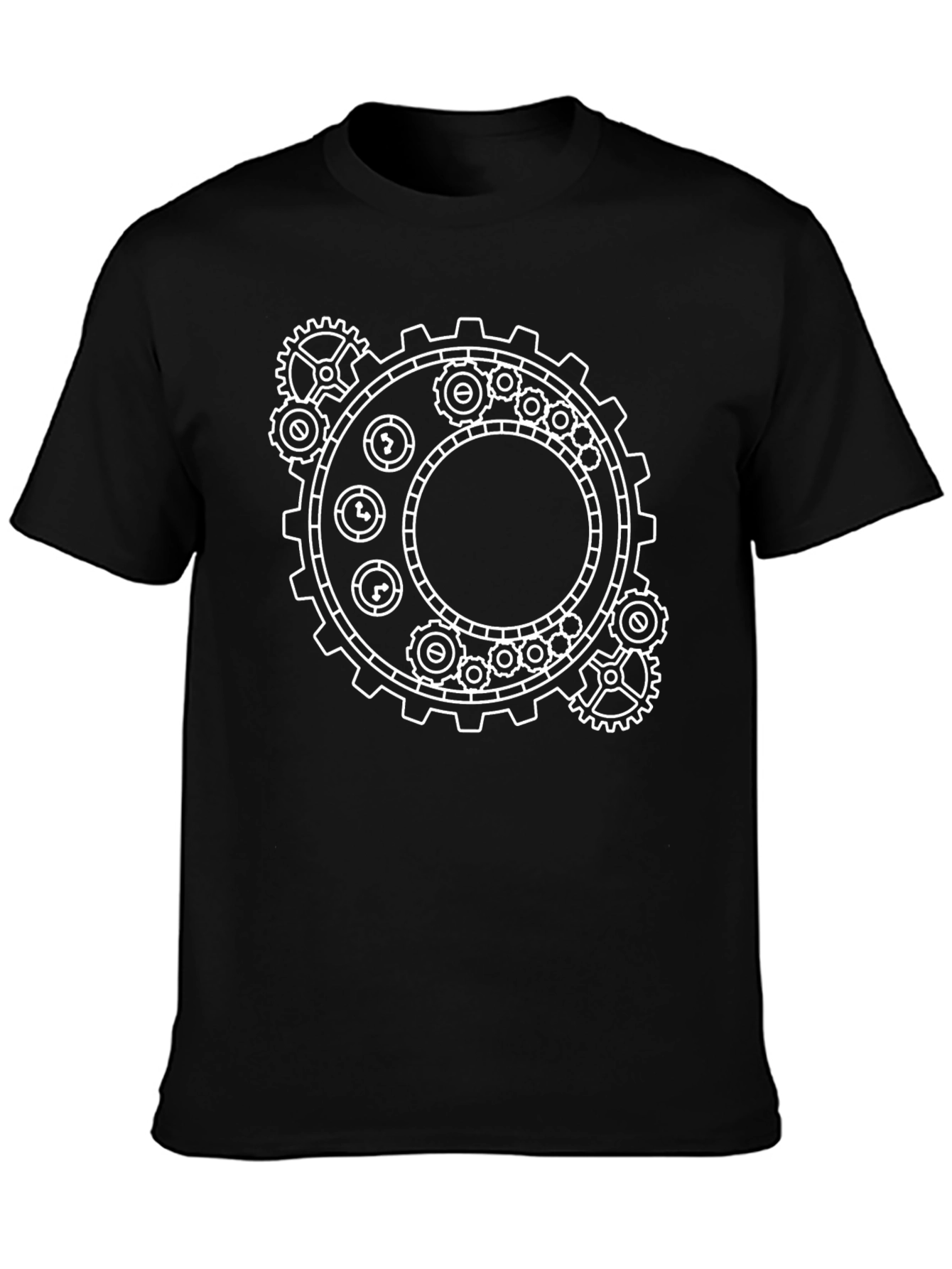 Steampunk Gear Graphic T-Shirt - Black Cotton Tee