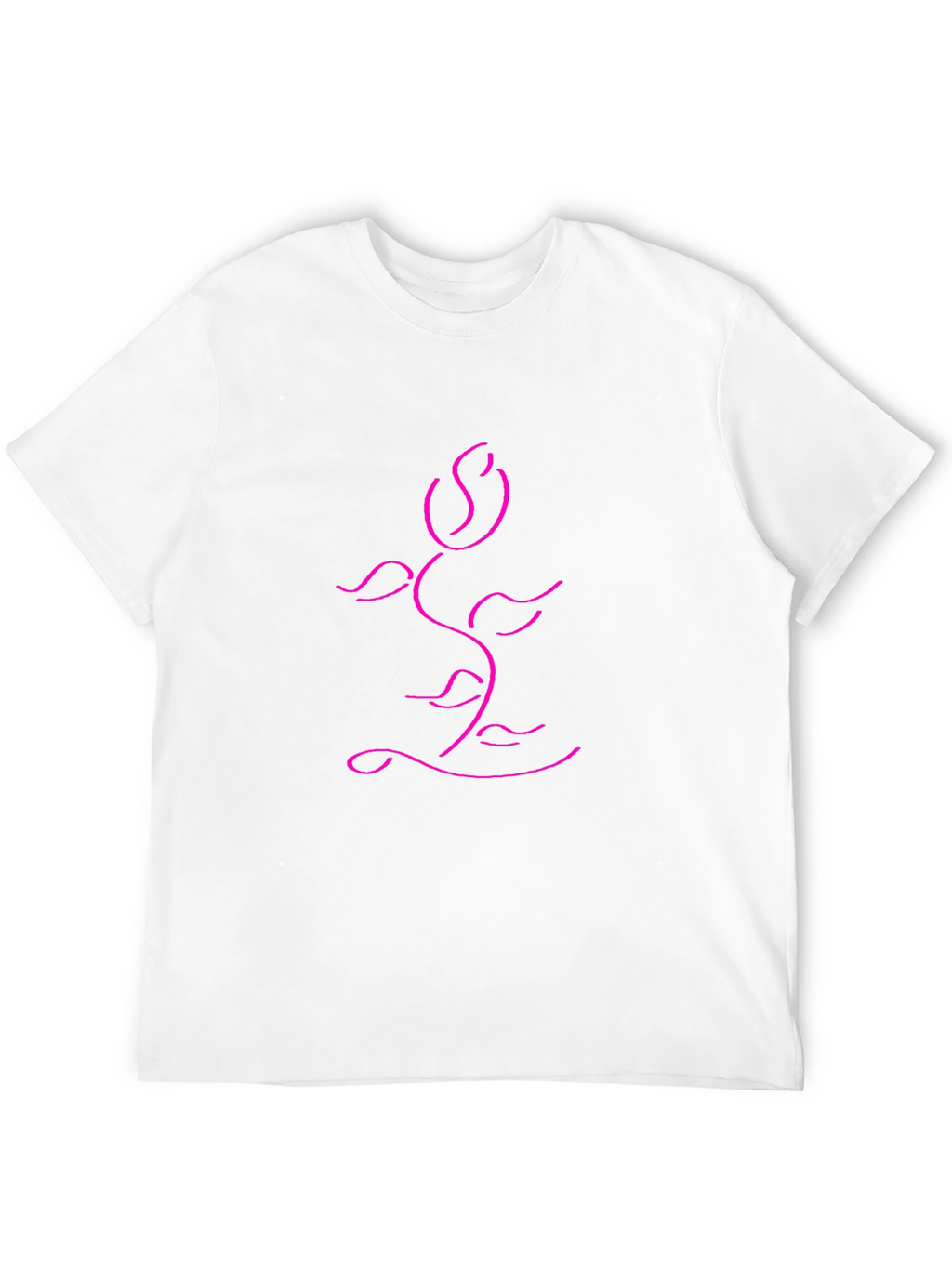 Modern Rose Line Art Black T-Shirt
