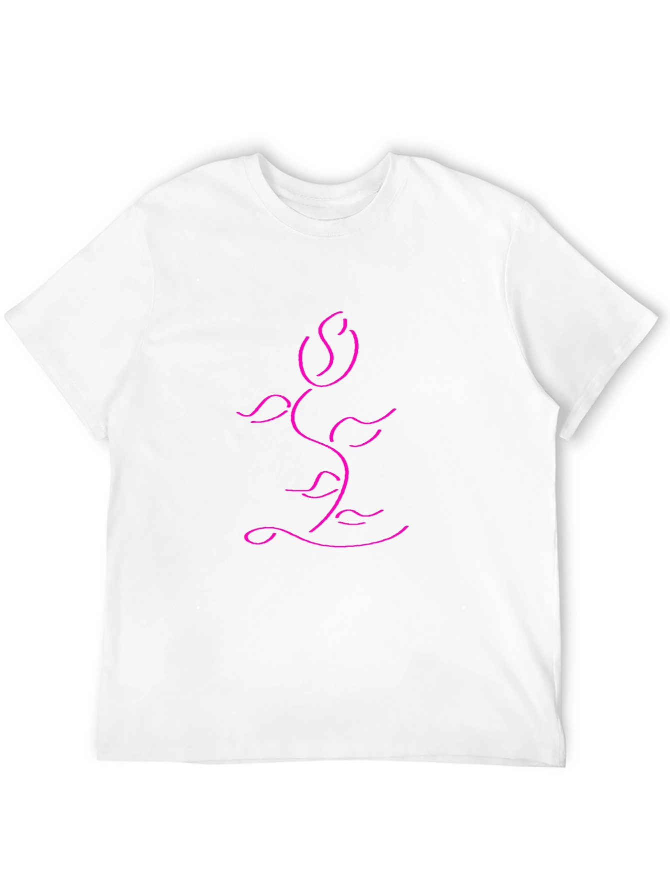 Modern Rose Line Art Black T-Shirt