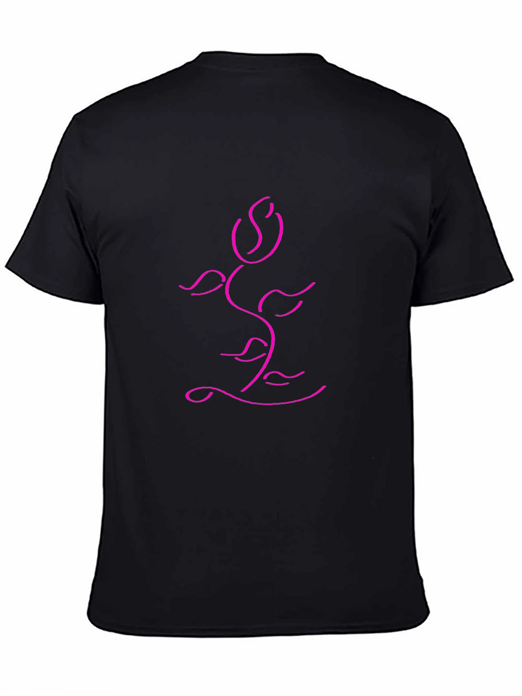 Modern Rose Line Art Black T-Shirt