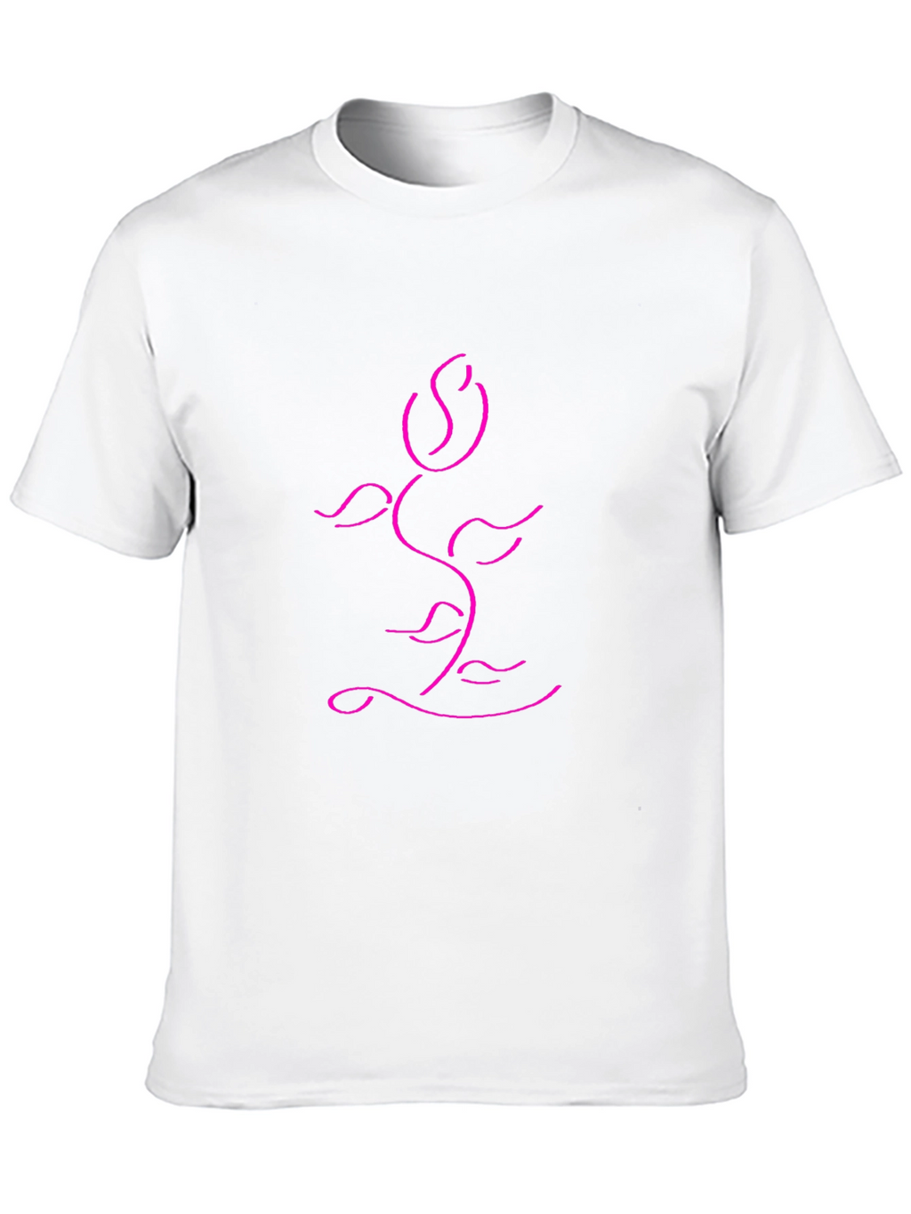 Modern Rose Line Art Black T-Shirt