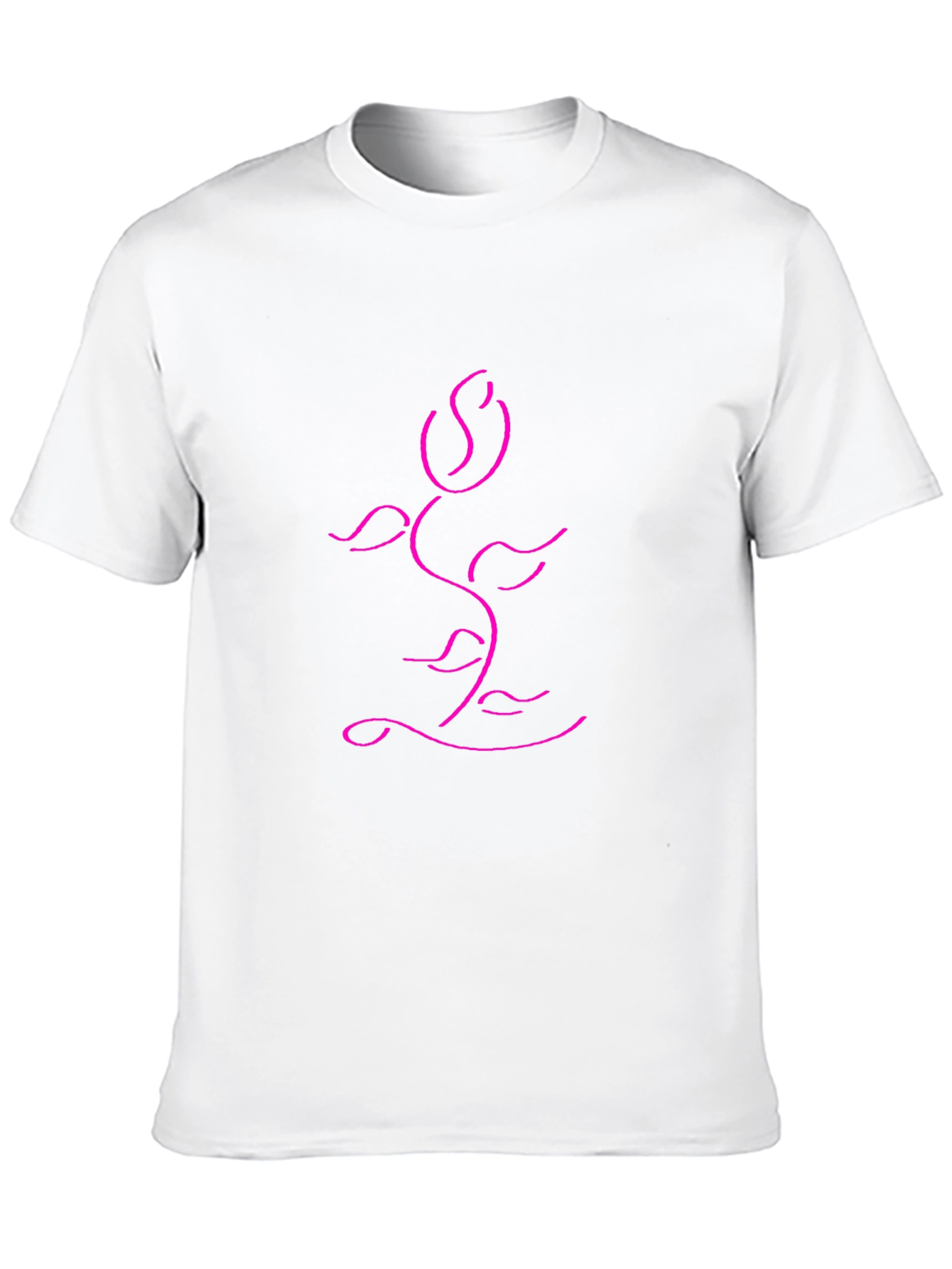 Modern Rose Line Art Black T-Shirt