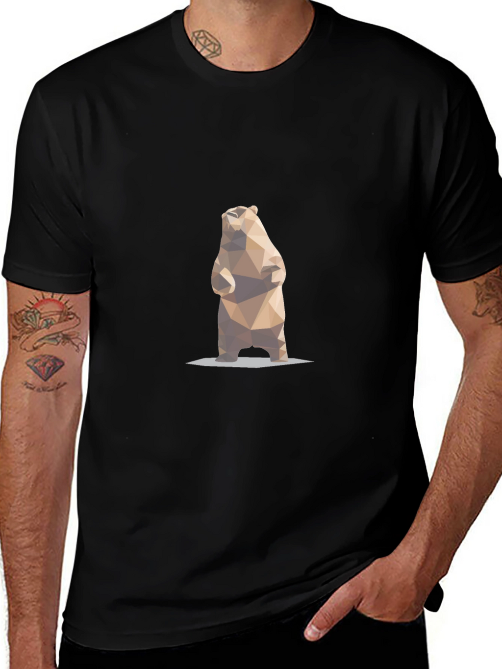 Geometric Bear Graphic T-Shirt