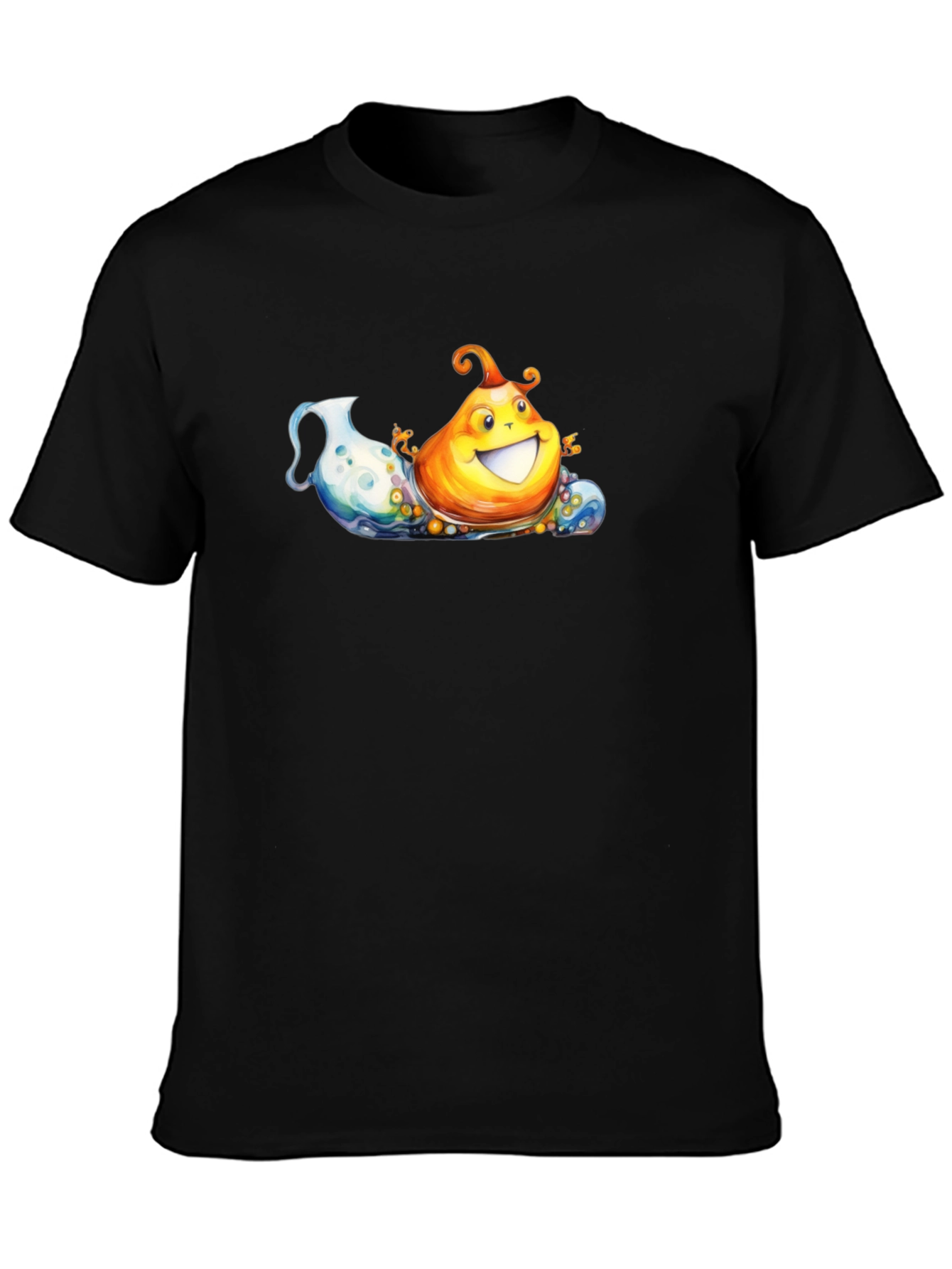 Fun Cartoon Pear on Black Tee