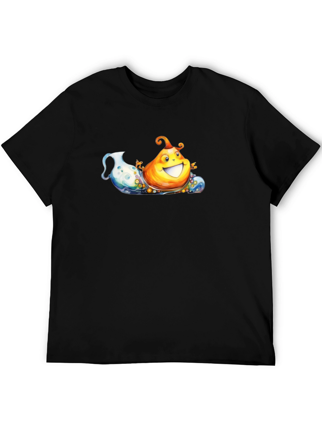 Fun Cartoon Pear on Black Tee