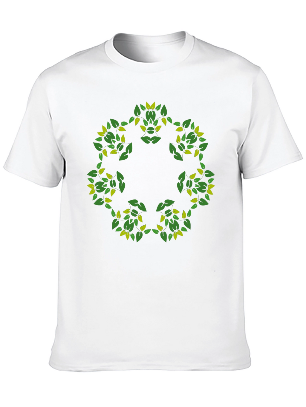 Nature Leaf Mandala Graphic Black T-Shirt