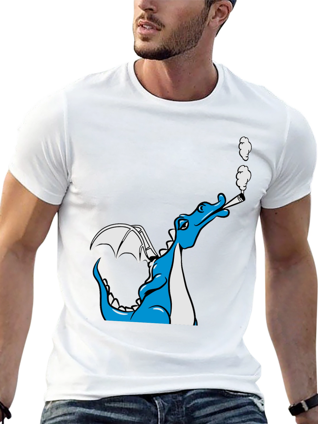 Smoking Dragon Graphic Tee - Cool Cartoon Dragon T-Shirt