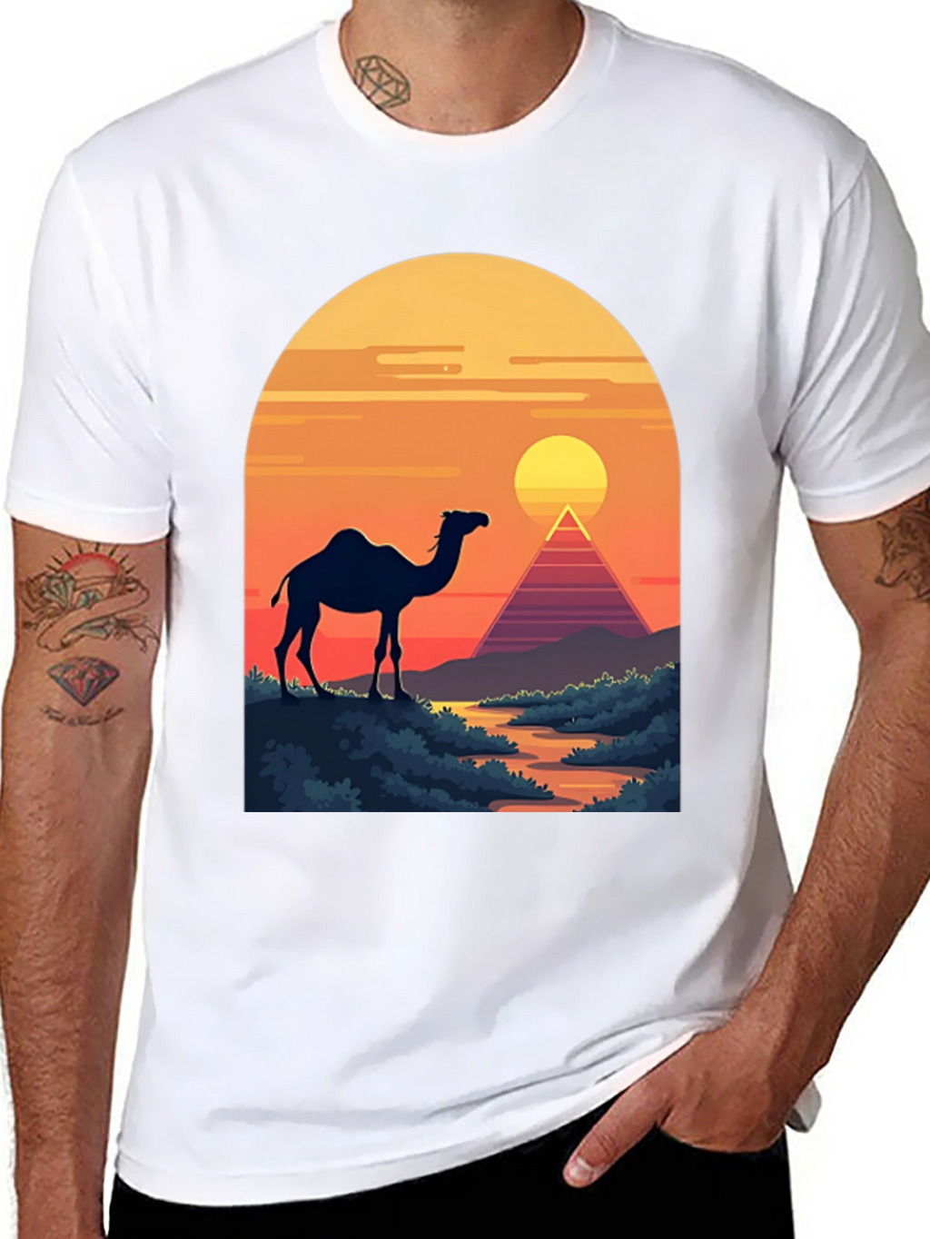 Camel & Pyramid Sunset Graphic Tee
